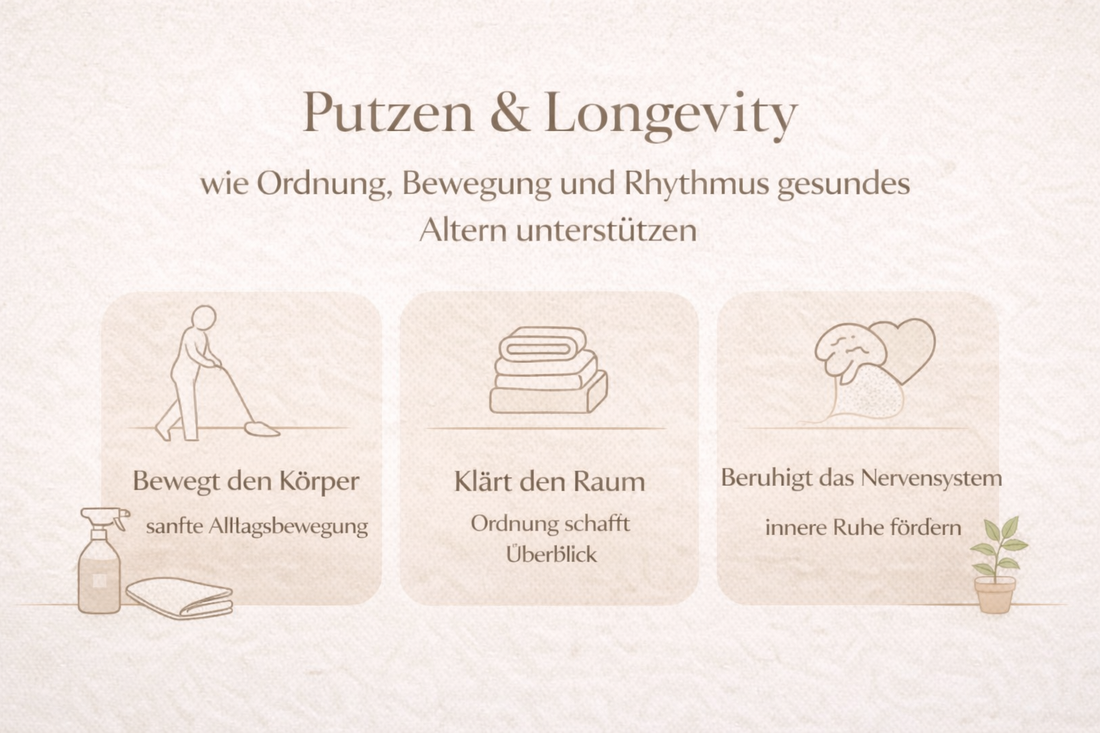 Putzen für Longevity – warum Ordnung, Bewegung und Rhythmus gesundes Altern unterstützen